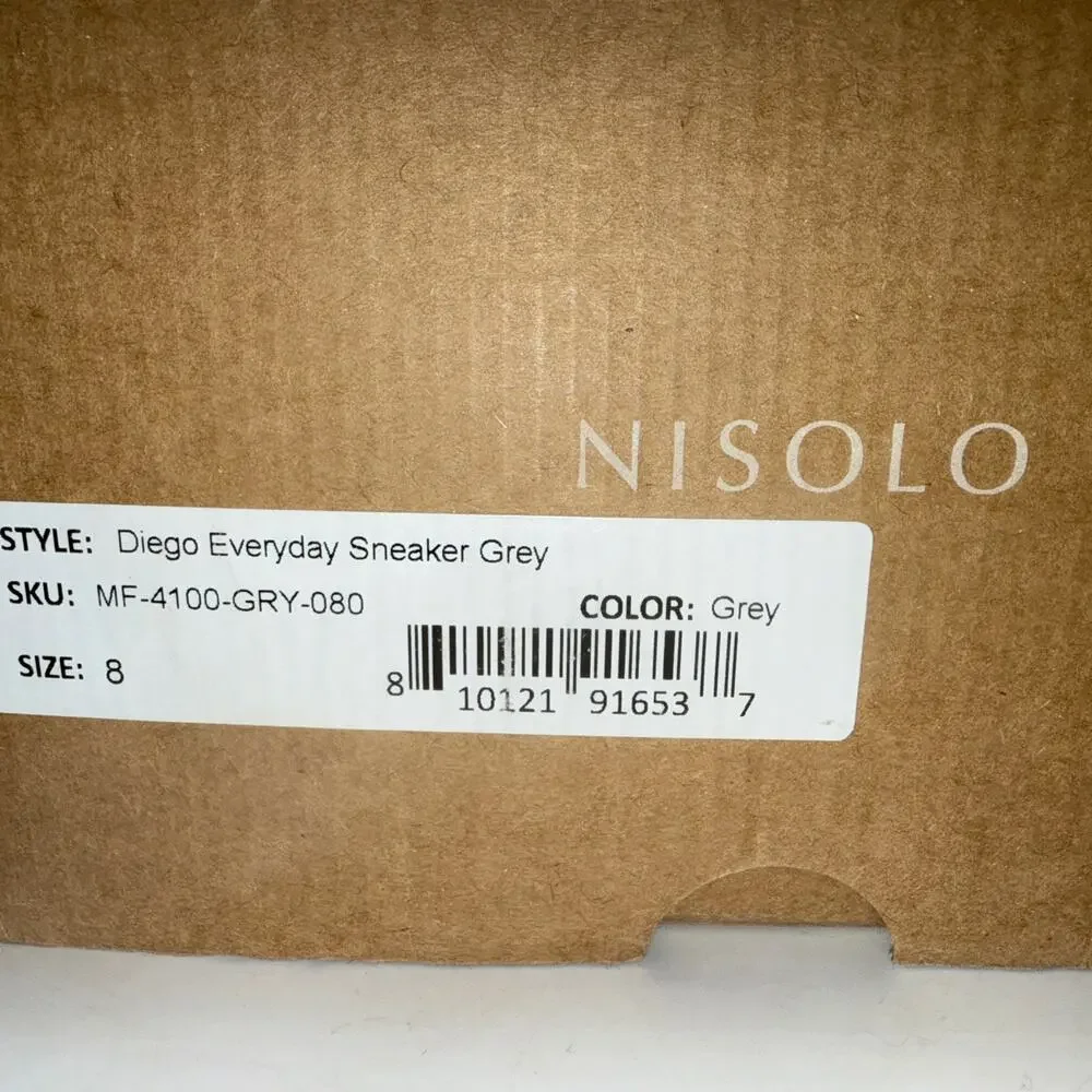 Nisolo Diego Everyday Sneaker‎ Shoes Mens 8 Gray Leather Casual Comfort NEW